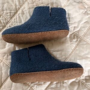 Babushka Blue Kids Wool Slippers